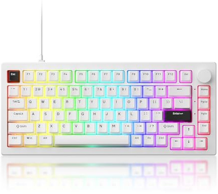 Akko 5075 V3 Tastiera Meccanica 75% Gasket RGB Hot Swap | Layout QWERTY, RGB Programmabile, Switch Frost Pink per Build Custom, Ufficio e Gaming (Nero su Bianco)