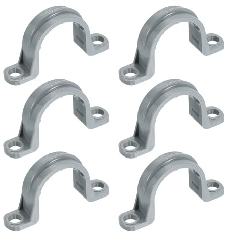sourcing map Lot de 6 sangles de tuyau en PVC de 1,9 cm, colliers de serrage à double trou en forme de U avec nervures antidérapantes pour fixation de tuyau, tube, câble (gris)
