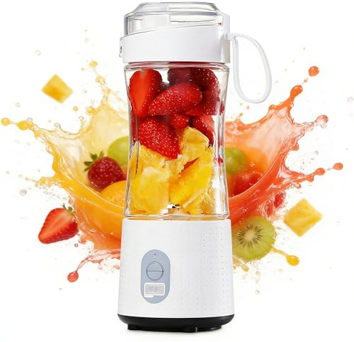 380ml Mini Batidora Portátil para Batidos, Recargable, 6 Cuchillas de Acero Inoxidable, Carga USB