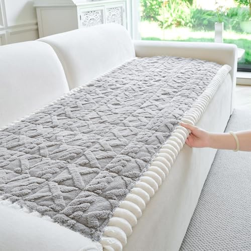 PJLZJFBY Fuzzy Couch Covers for Dogs, 27.6”x70.9” Non Slip Thick Dog Couch Cover Protector, Plush Pet Couch Covers for Sofa Washable, Soft Sofa Cushion Slipcovers Pet Friendly(1PC, Light Grey)