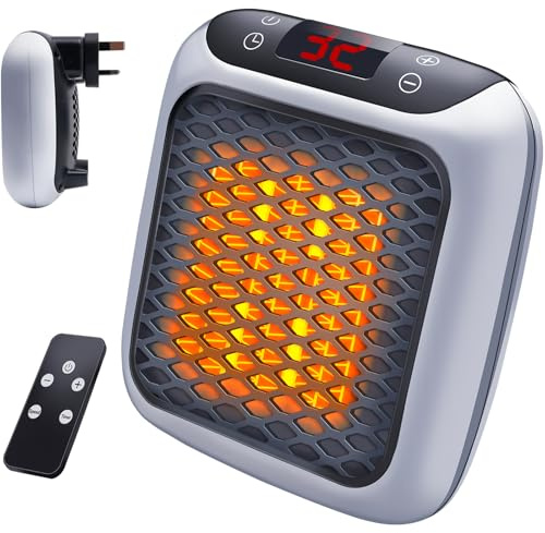 Plug in Heater 800W Electric Fan Heaters 12 Hour Timer Adjustable Thermostat for Home Low Energy Silent Fast Heating Personal Portable Small Ceramic Heater with Overheat Protection Operation for Room