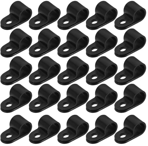 FONDOTIN 200 Clip per Cavi Tipo R in Nylon Nero 3/8 Pollice Morsetti di Fissaggio per Cavi Elettrici Kit di Clip Interni ed Esterni