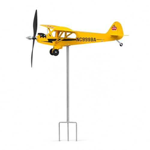Airplane Weathervane Metal Wind Spinner, Airplane Garden Windmill Stake, Garden Wind Spinners Outdoor Decor, Wind Spinners for Garden Yard Lawn Patio (A)