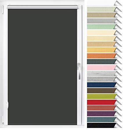 EFIXS Thermorollo Mini - 17 mm - Breiten: 40-100 cm - Höhen bis 220 cm - Hier: 80 cm x 220 cm (Stoffbreite x Höhe) - dunkelgrau (061) - OHNE Bohren & verstellbare Klemmträger & Magnete