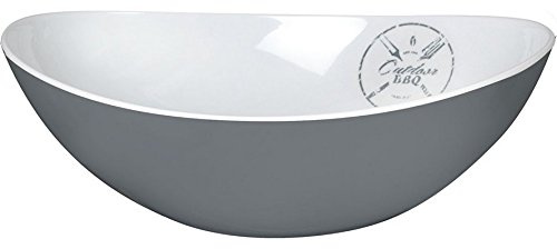 BRUNNER 0830046N.C5R Insalatiera Ovale per BBQ e Grill, Outdoor BBQ 31X24,5 Cm, Colore Bianco e Grigio, Insalatiera in Melamina Resistente agli Urti