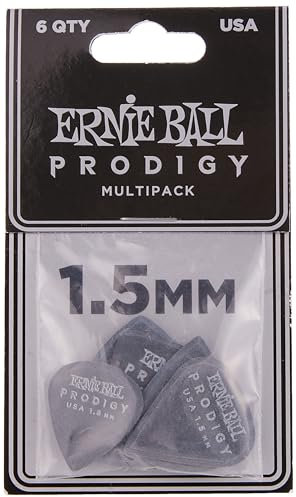 Ernie Ball 1,5 mm Prodigy Plektren im Multipack, 6er-Pack, Schwarz