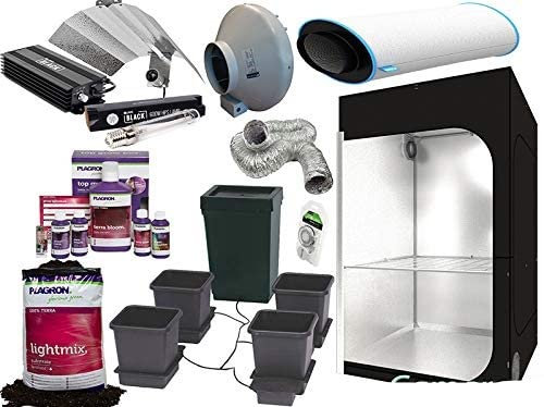 Autopot 4 Grow Tent Kits With 600W Hps Light kit,Soil & Fertilisers Hydroponics (Plagron - Light mix + Terra Top Grow Box)