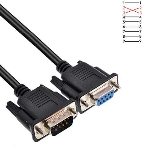 Oiyagai Câble Série DB9 RS232 Mâle à Femelle, Extension Null Modem, 1,5m/5ft pour Communication de Données