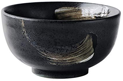 Grande Japonés Ensaladera de cerámica, Negro Retro de los Platos de Sopa, Vajilla Decorativo asiática de Fideos Cuencos del Cuenco de Fruta (tamaño : 15.5 * 8.5cm)