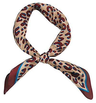 De feuilles Seidenschal Damen Elegant Leopardenmuster,Frühling Sommer Schal Seide Klein Sendentuch Quadratisch Kopf Haar 70 * 70CM Rot