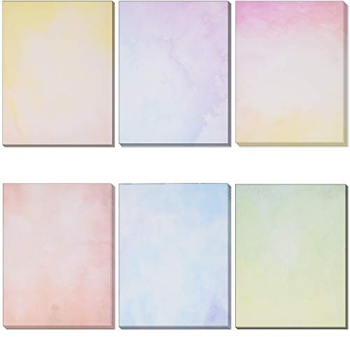Gift Boutique 120 Pack Water Color Stationery Paper Set, 6 Watercolor Designs, Double Sided, 8.5X 11 Decorative Letter Sheets for Writing Printing & Crafts