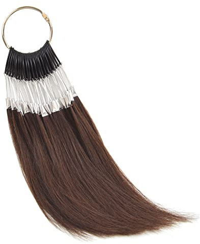 Anneaux de couleur de cheveux vierges 100% humains pour les extensions de cheveux humains et échantillon de teinture de cheveux de salon 30pcs / set (Marron foncé)