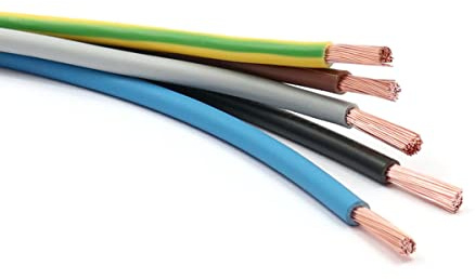Xenterio 10mm² Verdrahtungssatz 5x10m H07V-K | Aderleitung für Zählerschrank & Elektroverteilung | Braun, Schwarz, Grau, Blau, Grün-Gelb | VDE-konforme Kupferlitze