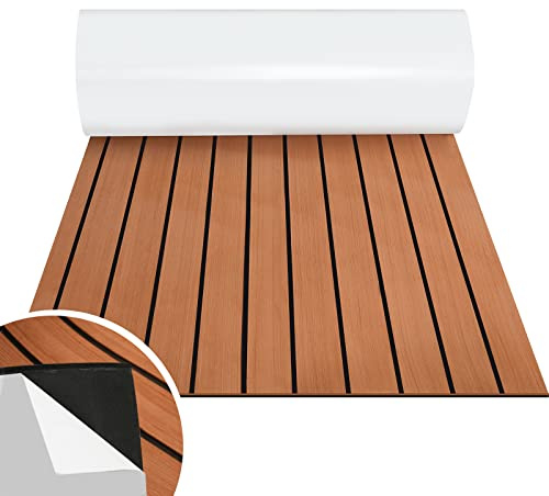Yakimz Teakholz Eva Schaum Bodenbelag für Boote Selbstklebende Deckteppich Yachtboden rutschfeste Matte für Boote, Yachten Schiffsdecks Schnellboote
