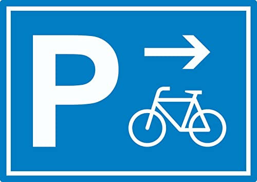 Fahrrad Parkplatz Aufkleber mit Richtungspfeil rechts waagerecht A5 (148x210mm)