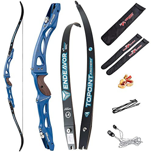 SHARROW Bogenschießen Takedown Recurve Bogen ILF Wurfarme und Riser 66/68/70 Zoll Erwachsene Wettbewerb Bogen Recurvebogen Sportbogen Jagdbogen (66/20lbs, Blau)