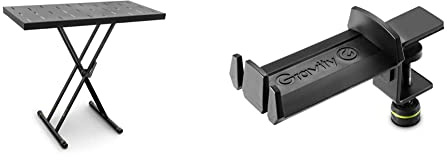 Gravity KSX 2 RD - Set mit Keyboardstativ X-Form doppelt und Auflagetisch & GHPHTC01B Kopfhörerhalter für Tischmontage schwarz