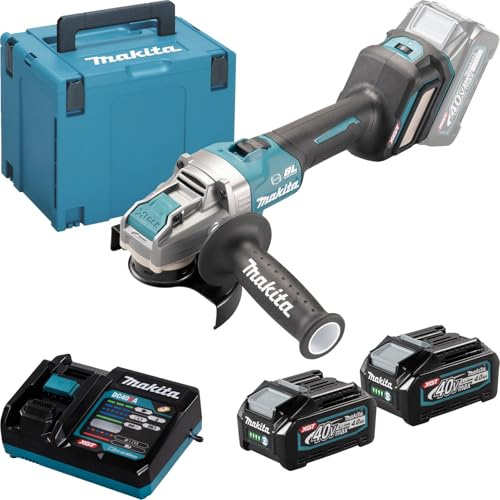 Makita GA041GM201 - Amoladora angular inalámbrica (40 V, máx. 4,0 Ah, 2 baterías y cargador)