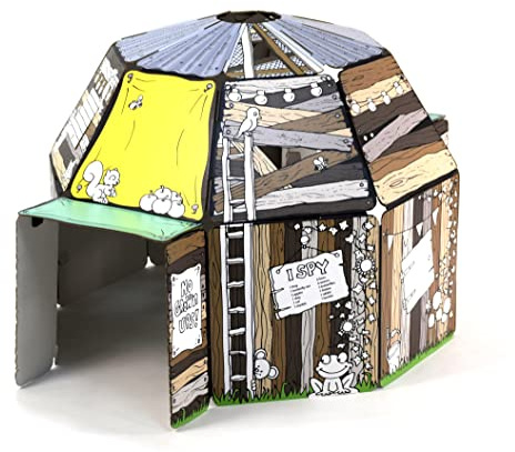 Generic Cardboard Playhouse - Multi-room Castle Play Structure with Periscope - Unisex Kids Build & Play Den