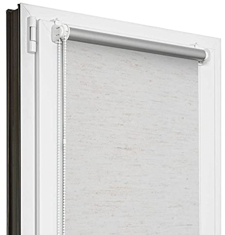 Estika Estor Opaco Térmico sin Taladrar - 68 cm x 150 cm - Lino - 13 Colores de Tela, Estores para Ventanas sin Perforación, Estor Enrollable con Fijación por Pinza para Interior