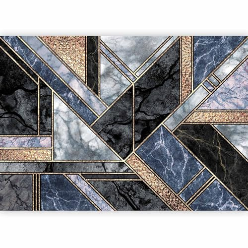 murando PREMIUM Fotomurales Abstracto 250x175 cm Papel pintado tejido no tejido Decoración de Pared decorativos Murales moderna de Diseno Fotográfico mármol Efecto 3D geometrico azul f-B-10038-a-c