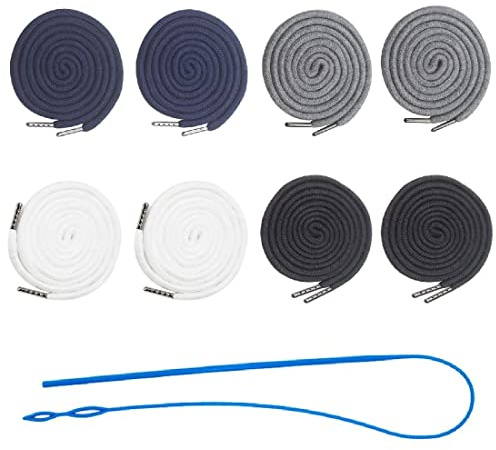 CUHZA Cordón para pantalones de jogging, 8 unidades de cordón para cintura de pantalones, cordones de algodón de repuesto de metal, con 1 enhebrador, para pantalones deportivos, pantalones