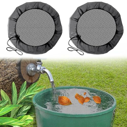 2 Pezzi Copertura Per Barile Da Pioggia,Regolabile Coperture In Rete Per Botti Di Pioggia,Rete Per Serbatoi d'Acqua Con Cordicella Di Trazione,Protezione Contro Foglie,Zanzare Diametro 97cm