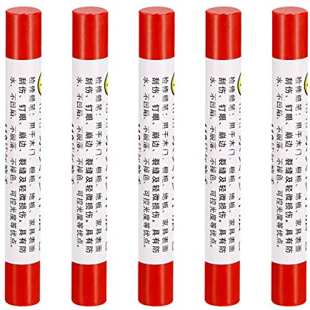 sourcing map 5Stk Möbel Reparatur Buntstifte Wachsfüllstift Ausbessern Stift Marker - für Kratzer Tische Holzböden Abdeckplatten Rot