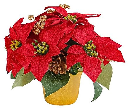 CDQL Künstliche Weihnachtssterne, beleuchtete Weihnachtssterne, künstliche Weihnachtssterne Pflanzen im Topf, Arrangements für drinnen und draußen, Weihnachtsblumen, Dekoration