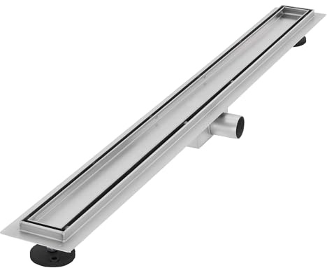 LuxeBath Duschrinne 90cm 2in1, befliesbar, extra flach, Edelstahl, Silber, Doppelseitige Bodenablauf, Komplettset Bodenbefestigung, Duschablauf, Siphon mit Geruchsstop, Haarsieb, Ablaufrinne Dusche