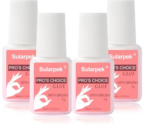 Sularpek Nagelkleber - 4 Stück Nail Glue, Extra Stark für Kunstnägel, Tips & Gel Nägel, mit Pinsel, für Haus & Salon