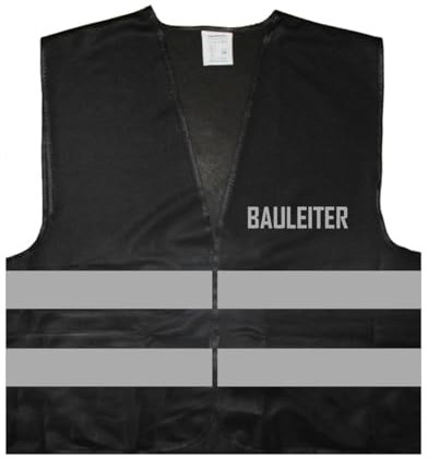 Bauleiter Warnweste BZW. Signalweste mit reflektierendem Aufdruck - Größe L/XL, Schwarz