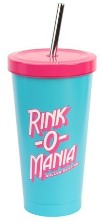 Tazza Termica da Viaggio Stranger Things - Bicchiere Termico con Cannuccia e Coperchio in Acciaio Inox (550 ml) | Stranger things gadget : Regali per Donne Fan, Merchandising Ufficiale (BPA Free)