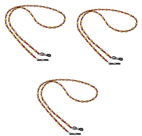 SAFIGLE 3stücke Vintage Augenbrillen Kette Aus Holzperlen Rutschfeste Brillenhalterung Für Sport Und Freizeit Für Sonnenbrillen Und Lesebrillen Sicher Und Stylish