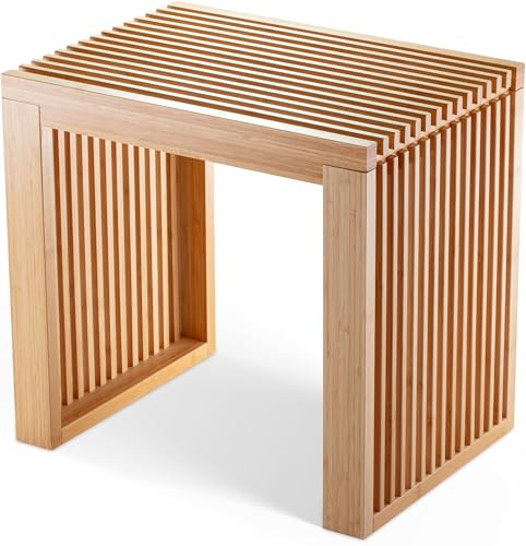 Bänk i Bambu 45x33x43 cm – Modern Träbänk utan Ryggstöd till Hall