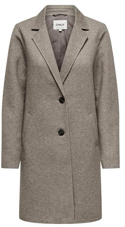 ONLY Damen Kurzmantel ONLSedona Life Carrie lange Damenjacke mit Reverskragen 15321862 Walnut Melange M