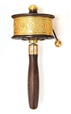 Tibetische Gebetsmühle, buddhistische Produkte, handgehaltene Gebetsmühle, buddhistische Gebetsmühle, Legierung, tibetischer Buddhismus, sechs Wörter, Mantra, Handkurbel, buddhistische Gebetsmühle