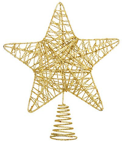 SULOLI Eisen Weihnachtsbaumspitze,Aufstecker Tannenbaumspitze,Weihnachtsbaum Topper Stern für Weihnachtsbaum Weihnachten Deko(Gold)