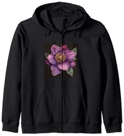 Motif floral hellébore Sweat à Capuche