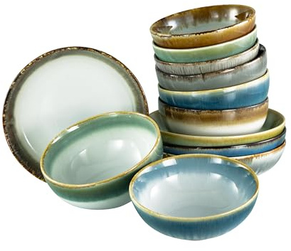 CreaTable, 24225, Serie Cascade, 12-teiliges Geschirrset für 12 Personen, Bowl Set aus Steinzeug, spülmaschinen- und mikrowellengeeignet, Qualitätsproduktion