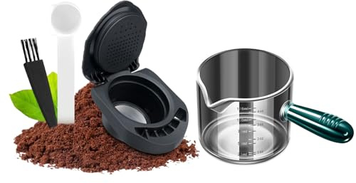 FOVNOT Wiederverwendbarer Kapsel Adapter for Dolce Gusto, Kaffee Kapsel Konverter Adapter Nachfüllbarer Kaffee Kapsel Adapter mit Espresso Messbecher Kompatibel for Piccolo XS/Genio S/EDG 305 606.S