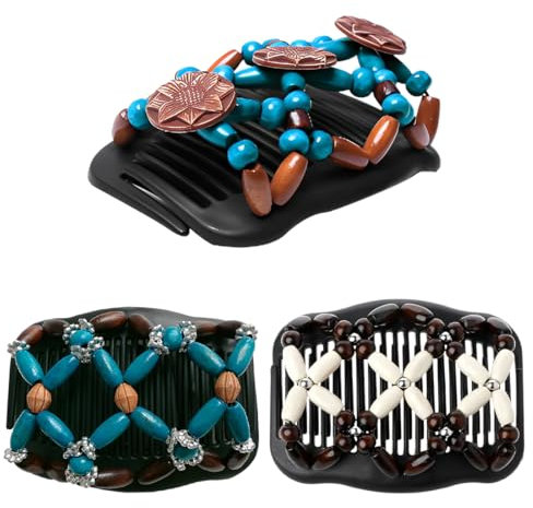 3 Pcs Estirar Combs Magic Hair Clips, Magic Hair Combs Pinza de Pelo Elástica Doble Clips Peinetas Elásticas de Pelo, Magic Hair Combs Pinza de Pelo Elástica Doble Clips Elásticas