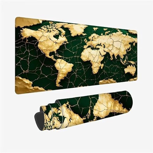Mousepad Abstrakt,Mousepad Gaming XXL 900x400x3mm,Verlängertes Großes Mauspad Weltkarte,Schreibtischauflage,Genähte Kanten Mauspad,Wasserdicht,rutschfeste Gummibasis,für Home Office Geschenke YX-46