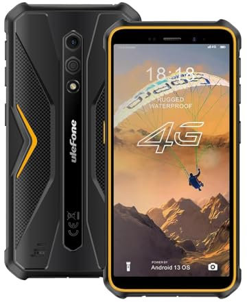 Ulefone Armor X12 Rugged Smartphone, IP68/IP69K Waterproof Outdoor Phone, Android 13 Unlocked, 6GB RAM 32GB ROM, 5.45 Tough Display, 3-Card Slot 4G SIM Free Mobile Phones 13MP Camera NFC Orange