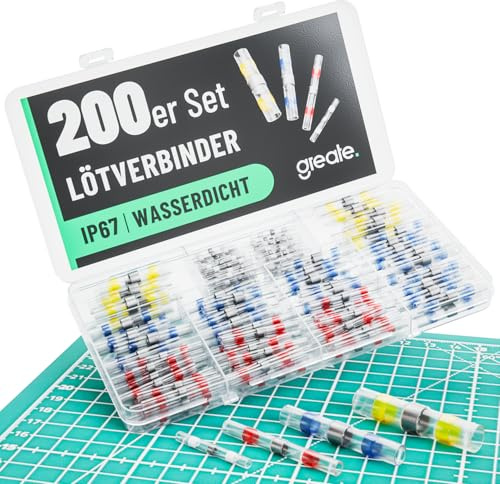 greate Set de 200 cosse thermoretractable soudure avec gaine - manchon thermosoudable résistants et étanches - cosse connexion rapide thermoretractable - gaine thermorétractable etanche
