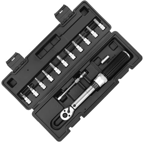 JUNNASALIKER Juego de llaves dinamométricas para bicicleta de 1/4 pulgadas, juego de 14 llaves dinamométricas para bicicletas de montaña, llave dinamométrica ajustable de 72 dientes
