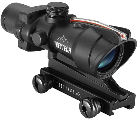TREYTECH 4x32 ACOG Scope Red Chevron Fiber Optics Scope Glass Etched Reticle