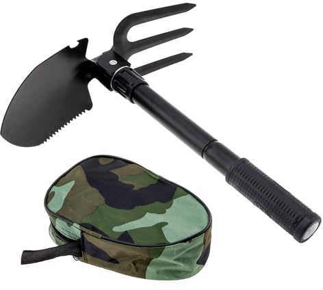 Tobefore Pelle de camping pliable, 40,6 cm, pelle de survie multifonctionnelle pour urgence de voiture, randonnée, camping, plage avec étui de transport, noir