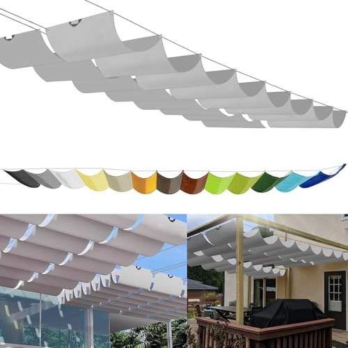 Einziehbares Welle Sonnensegel 0.5x5m, nach Maß Pergola Markise Verstellbar Schattenabdeckung 95% UV-Schutz & reißfest Inkl. Montageseilen für Terrasse Pergola Hellgrau
