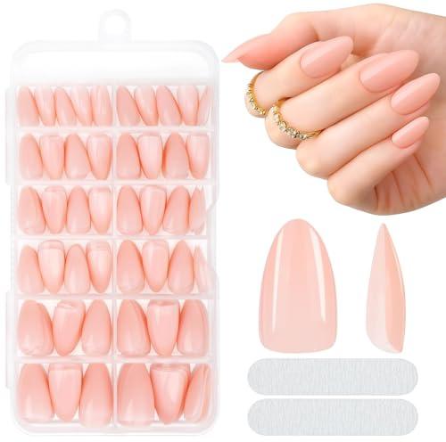 MELLIEX 240 Pièces Faux Ongles Courts Amande Nude Capsules Ongles à Coller 10 Tailles Acrylique Couverture Complète Press On Nails